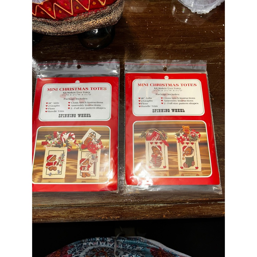 Spinning Wheel Mini Christmas Totes Cross Stitch Kit Makes Two New Holiday Craft